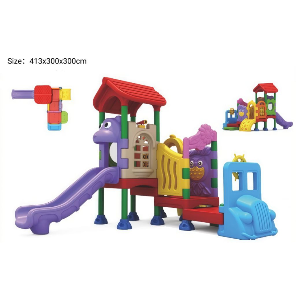 Playground Outdoor/Indoor perosotan karakter lucu, Happy City Indonesia