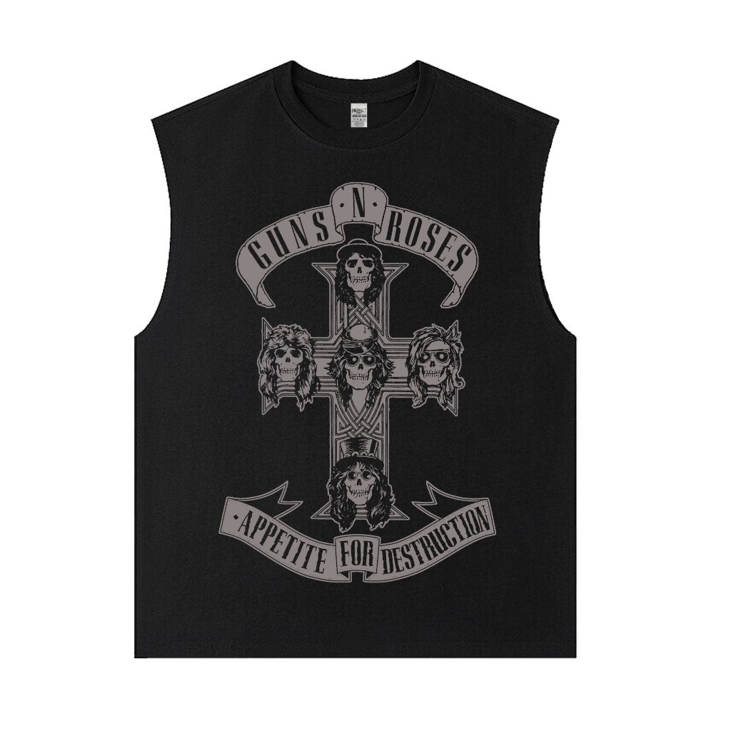 KAOS TANKTOP 24S / SINGLET / KAOS LEKBONG BAND GUNS N ROSES - GREY / TANKTOP / LEKBONG