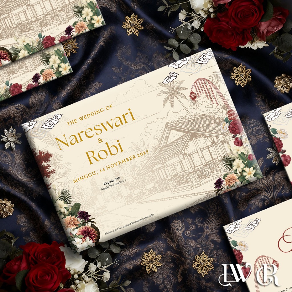 UNDANGAN PERNIKAHAN HARDCOVER + AMPLOP TEMA RUMAH ADAT SUNDA JAWA BARAT HARD COVER FREE WEBSITE BLAN