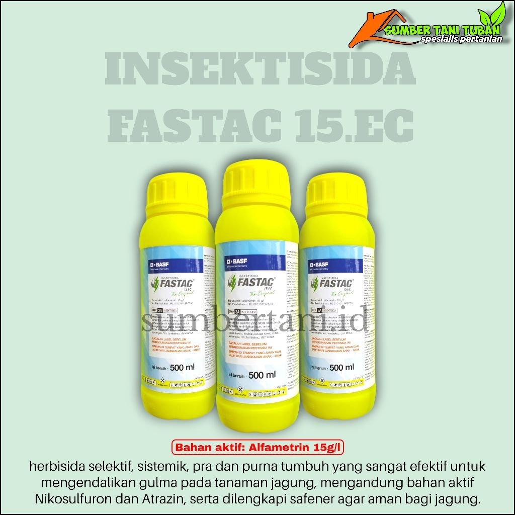 Insektisida FASTAC 15 EC membasmi hama pada tanaman (seperti ulat, kutu daun, walang sangit) dan jug