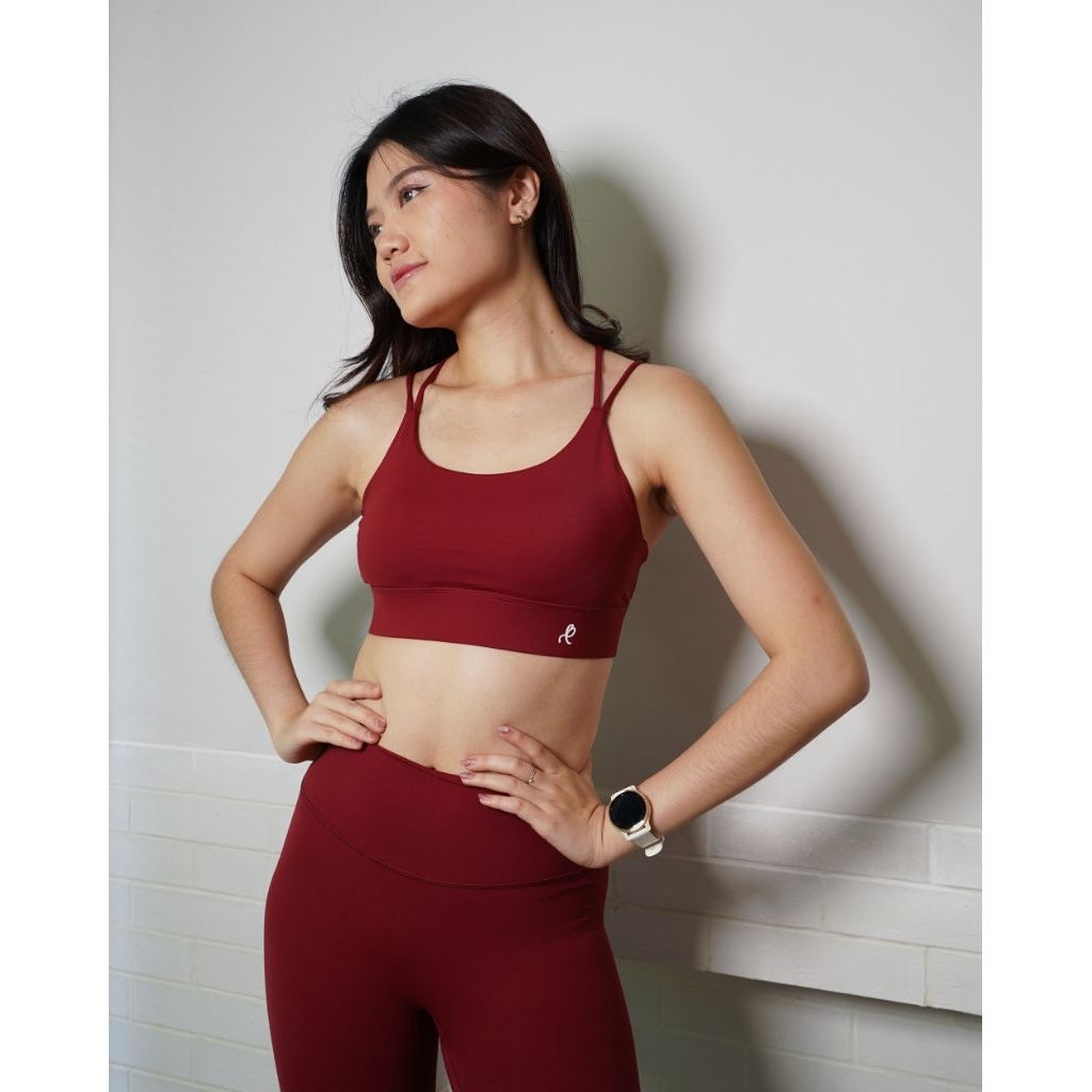 Voltra Set Maroon ( Bra + Legging ) S - XL Sport Bra Gym / Legging Olahraga / Set Olahraga Premium /