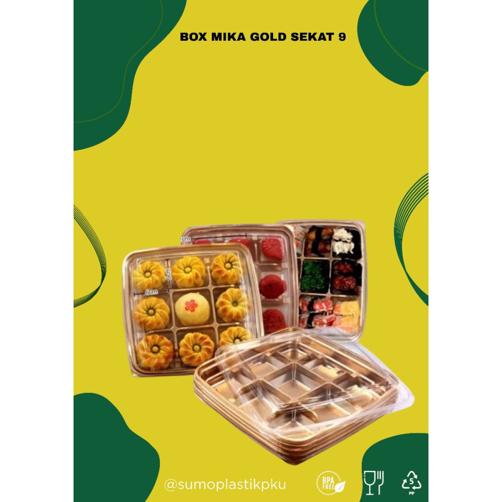 Premium Box Mika Gold Box sekat 9 Box Mooncake box kue sus box eggtart box sekat mini puding
