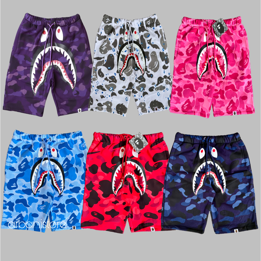 Celana Pendek Bape Shark Camo Unisex Pria Wanita