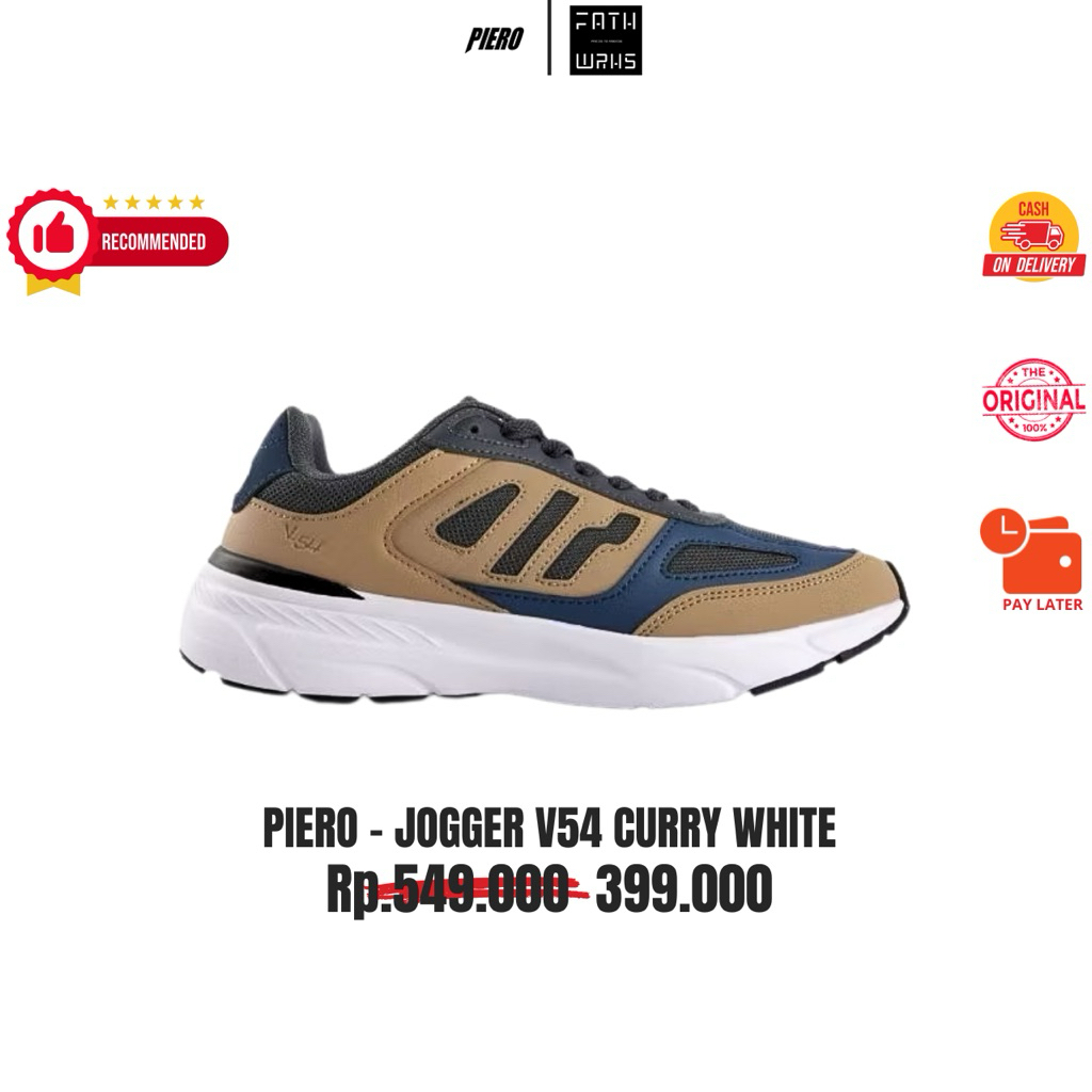 Sepatu Piero Original - Joger V-54 Navy | Cloud Grey | Curry White | Sepatu Unisex