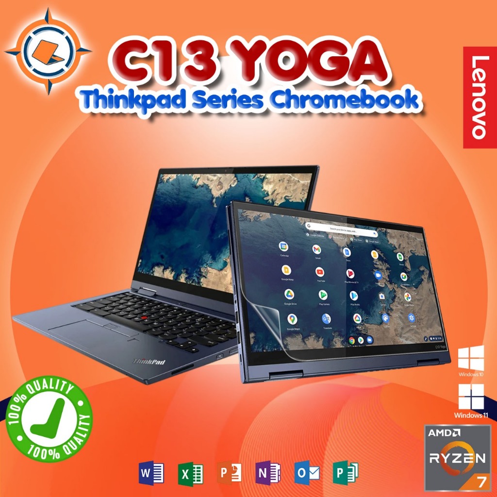 Lenovo Thinkpad C13 Yoga Touch Chromebook Ryzen 5 3500C RAM 8GB SSD 256GB Bergaransi
