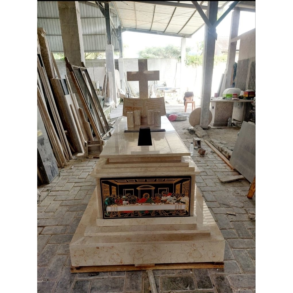 Kijing Makam Kristen Marmer Ukuran Besar ( bisa custom )