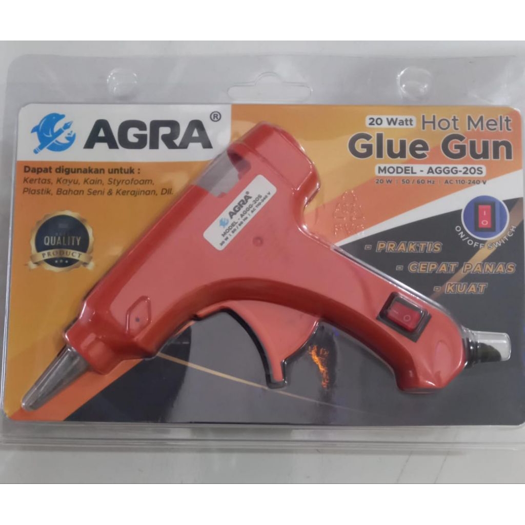AGRA Glue Gun 20 Watt / Lem Tembak 20 Watt / Glue Gun Mini 20W / Hot Glue Gun / Melt Glue Gun