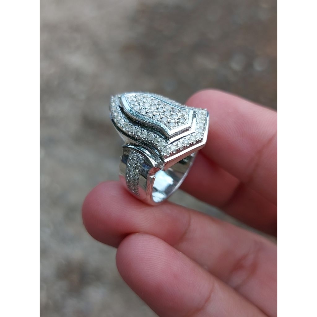 cincin perak berlian model terompah
