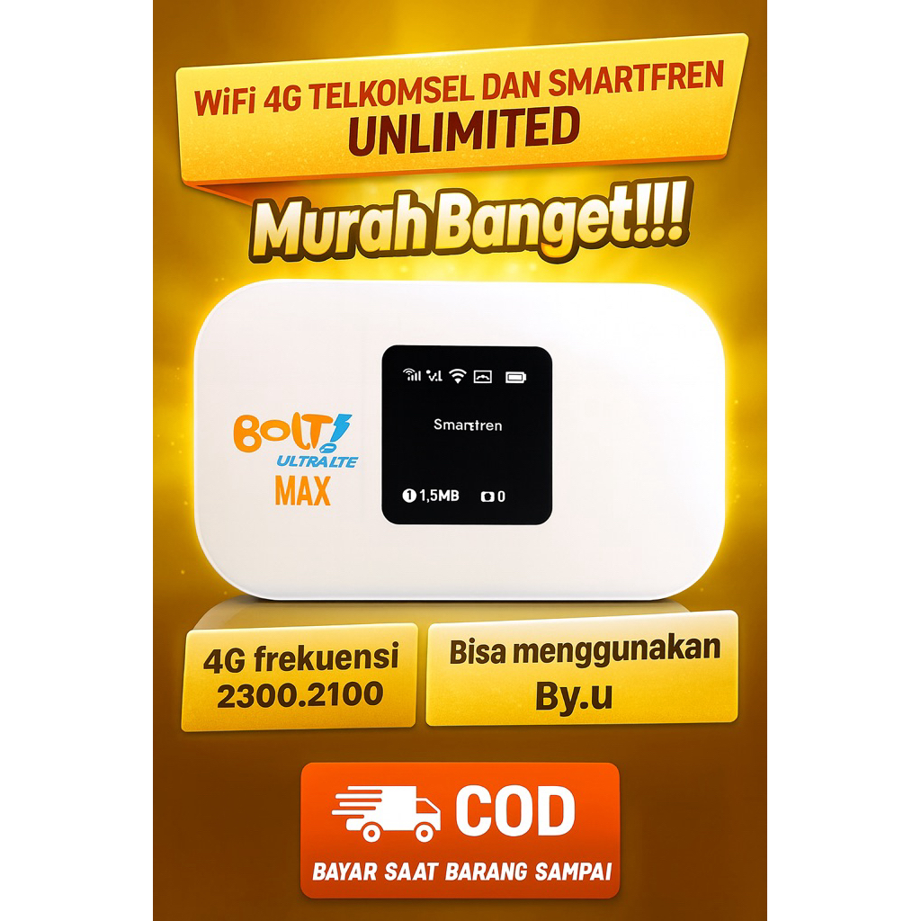 Modem wifi 4G unlock smartfren dan telkomsel bolt aqualia   frekuensi jaringan 2300 / band 40.