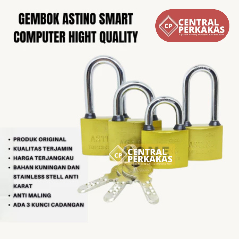 Gembok Anti Maling / Gembok Pintu / Gembok Gerbang / Gembok Serbaguna / Gembok Astino Komputer Key -