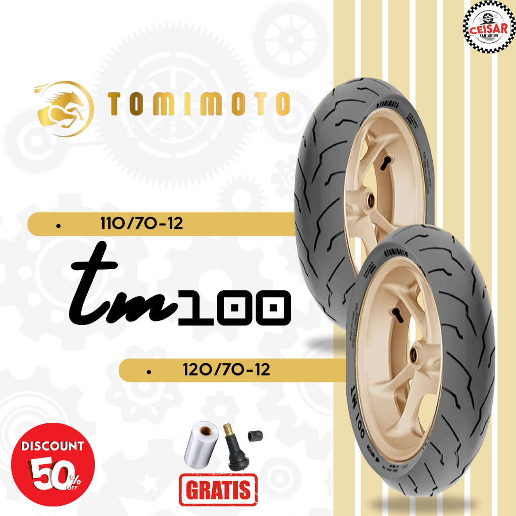 Paket Ban Tubles Motor Matic Tomi Moto 100 110/70 - 120/70 Ring 12