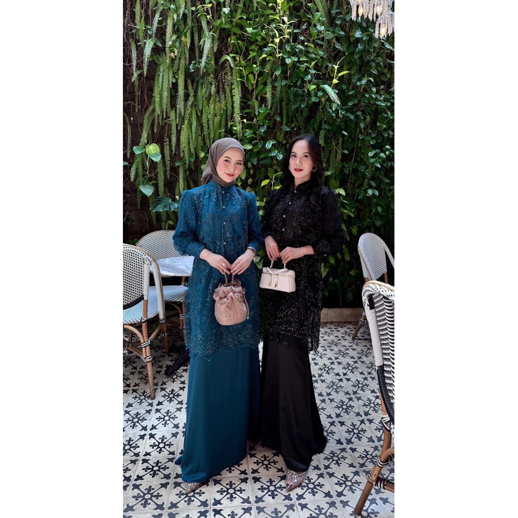 BEST DEALS RANIA SET TUNIK+CELANA ONESET BRUKAT PREMIUM SETELAN KONDANGAN WANITA TERBARU DRESS