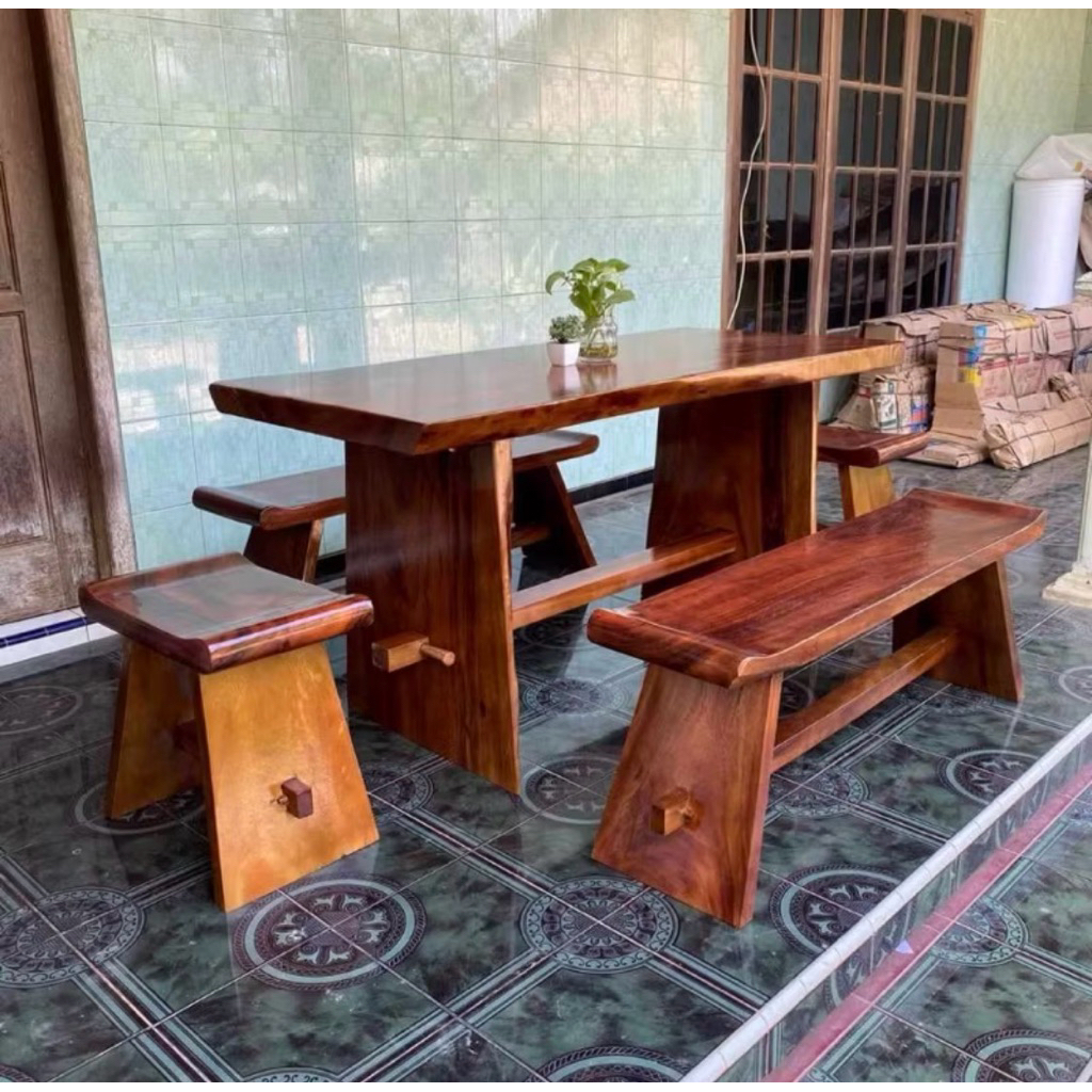 Set Meja Makan Kayu Trembesi Meja Makan Trembesi kayu Utuh