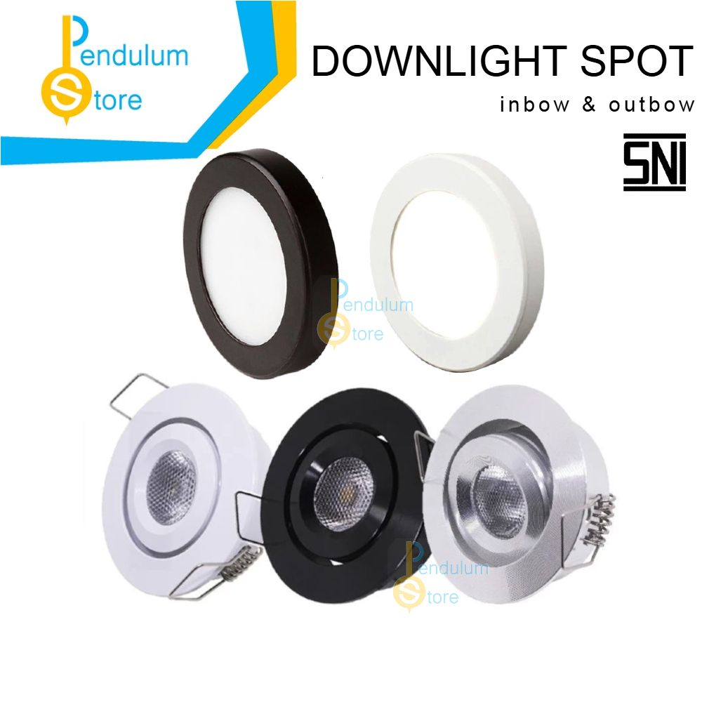 LED Panel Light Downlight Spot 1 Watt inbow & 3 Watt outbow SNI Lampu Sorot Lemari Rak Display Dapur