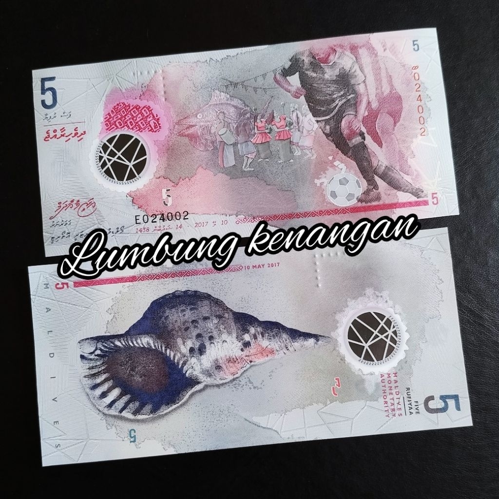 uang asing Maldives 5 Rufiya polymer