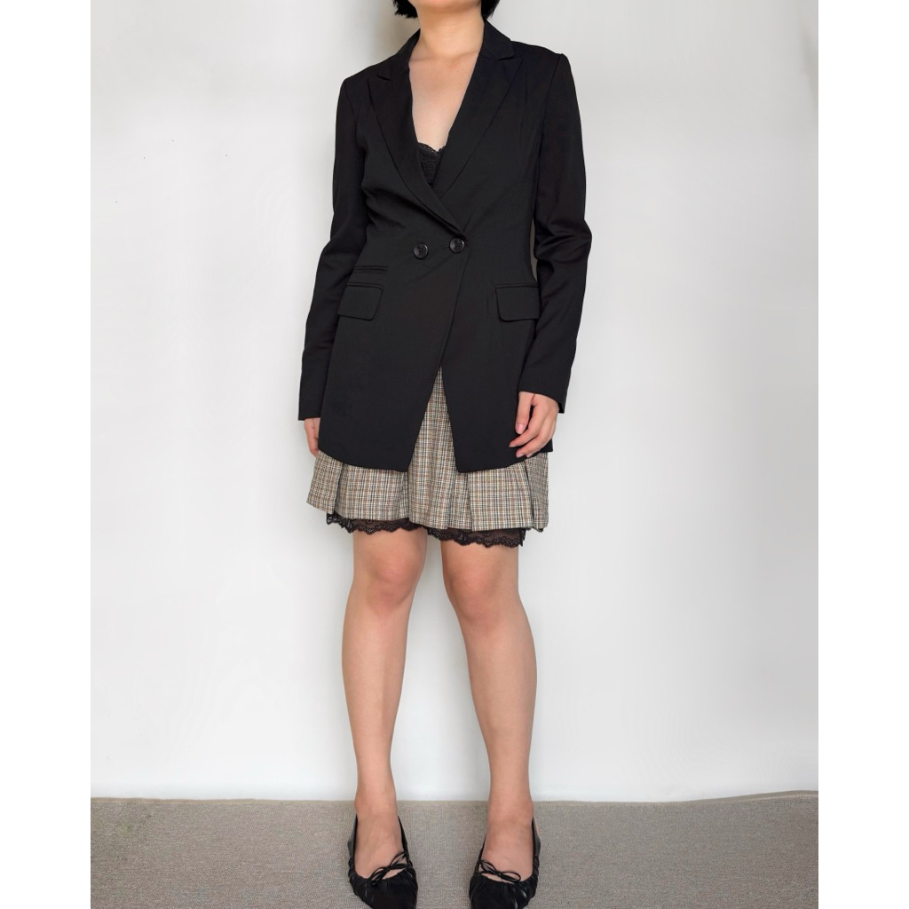 Clovis Black Double Breasted Blazer