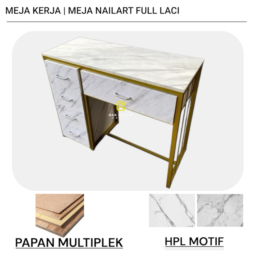 MEJA NAILART FULL LACI | MEJA KERJA | MEJA KASIR
