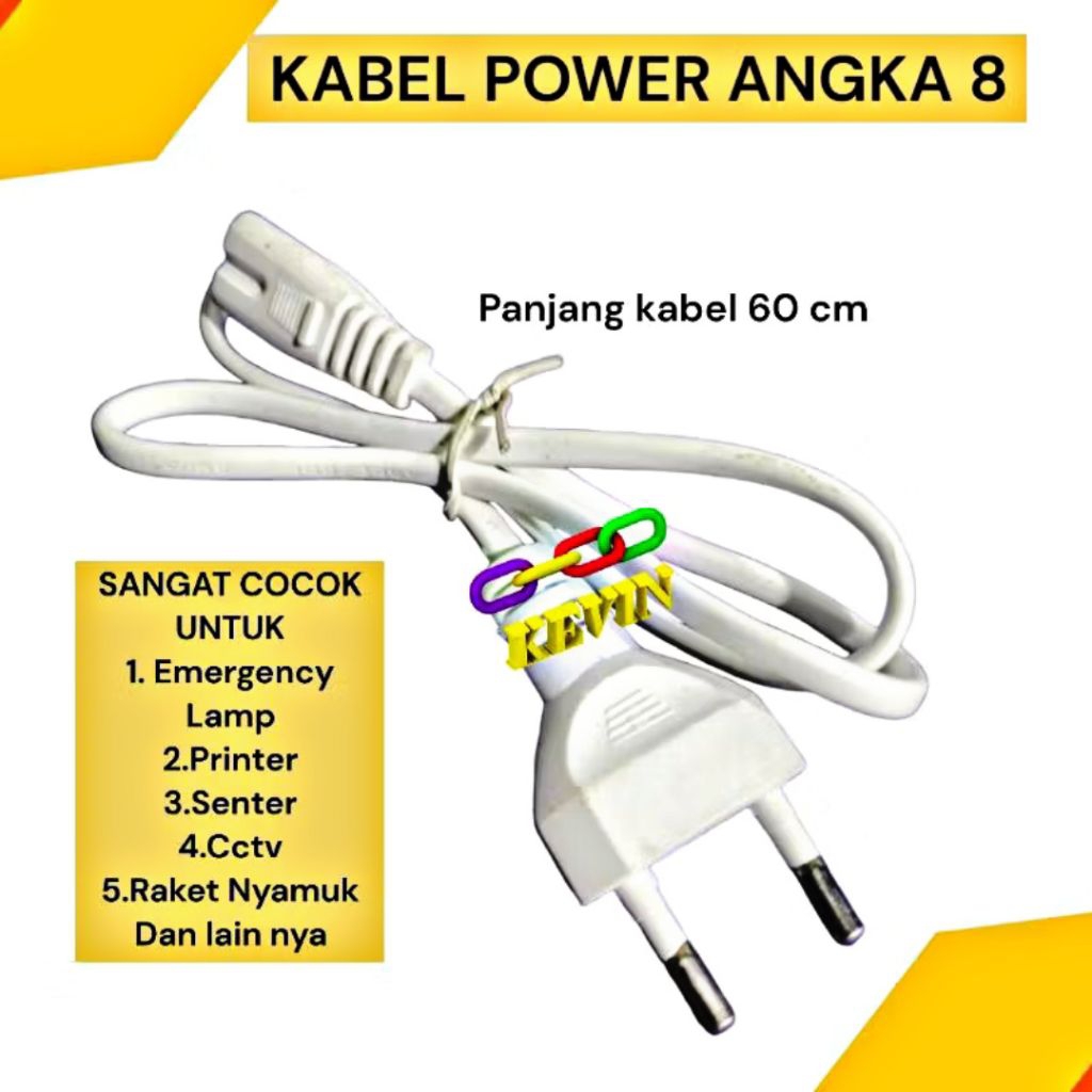 Kabel Power Adaptor Kabel Listrik Tipe Angka 8 Sebarguna Multifungsi Kabel Universal Charger Cas Pri