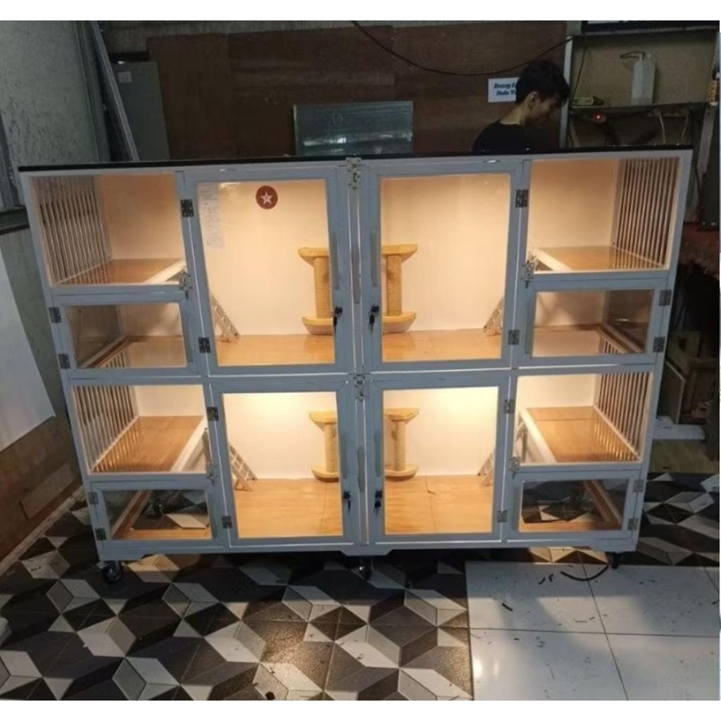 kandang kucing aluminium 4kamar