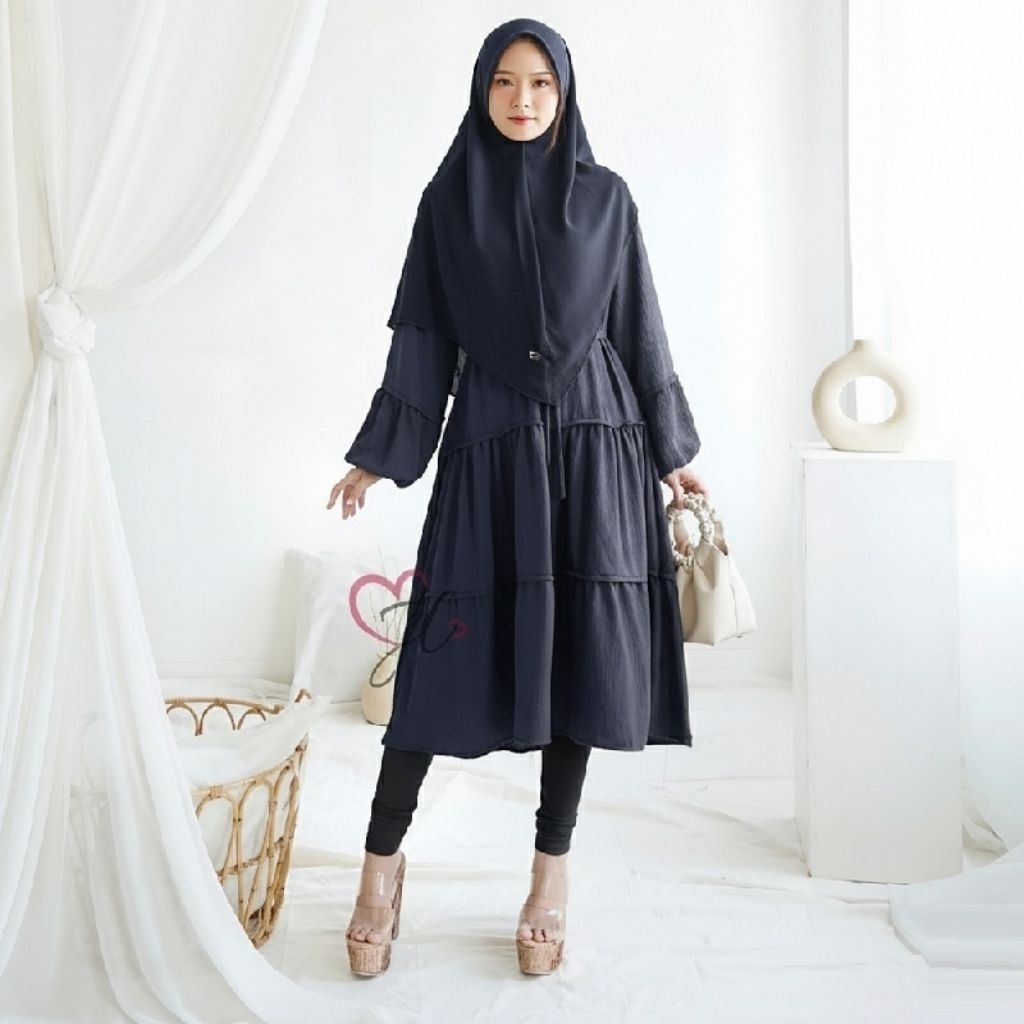 Dress Ella Crinkle Atasan Wanita muslim/Dress wanita muslim