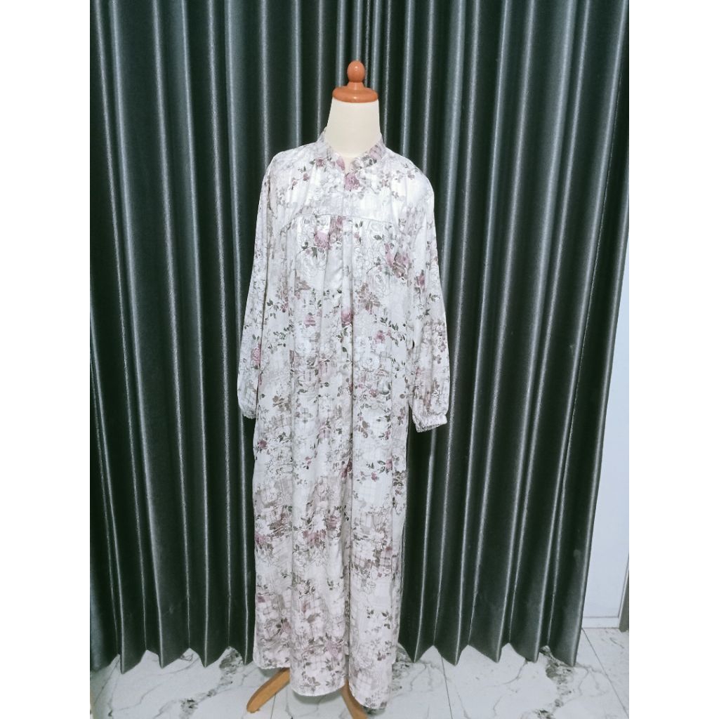 Gamis bahan rayon motif bunga