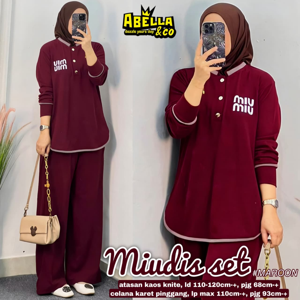 Stelan wanita MIUDIS SET bahan kaos knit