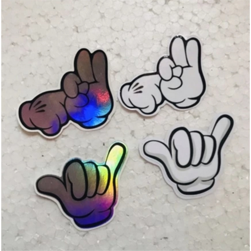 Stiker Tangan cutting Putih dan Hologram Cutting sticker tangan oleng