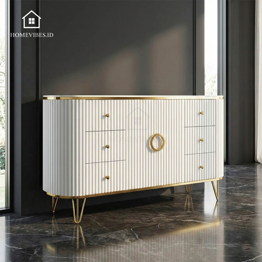 Bufet Tv Oval minimalis List gold/Lemari Tv modern Industrial Konsol HPL marmer Meja Salur