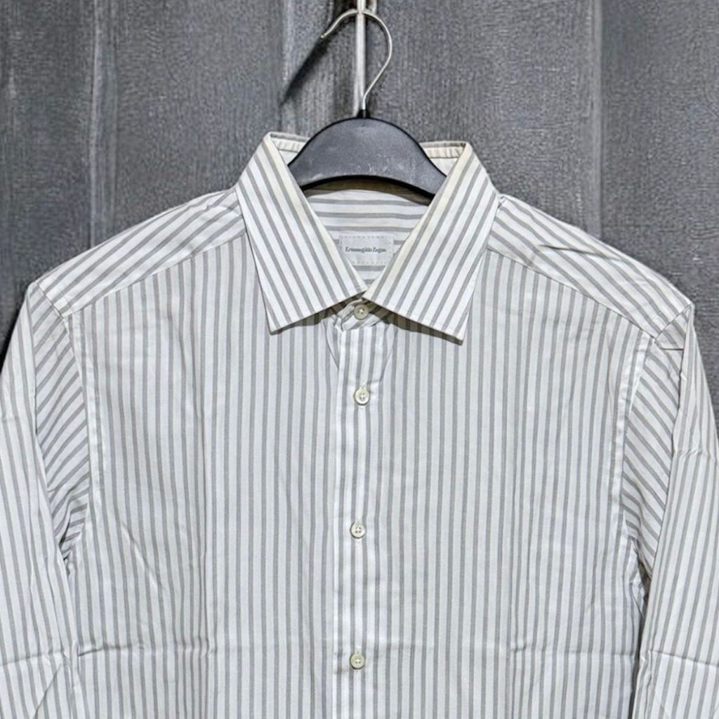 ERMENEGILDO ZEGNA Men's Stripped Long Sleeve Shirt | Kemeja salur pria