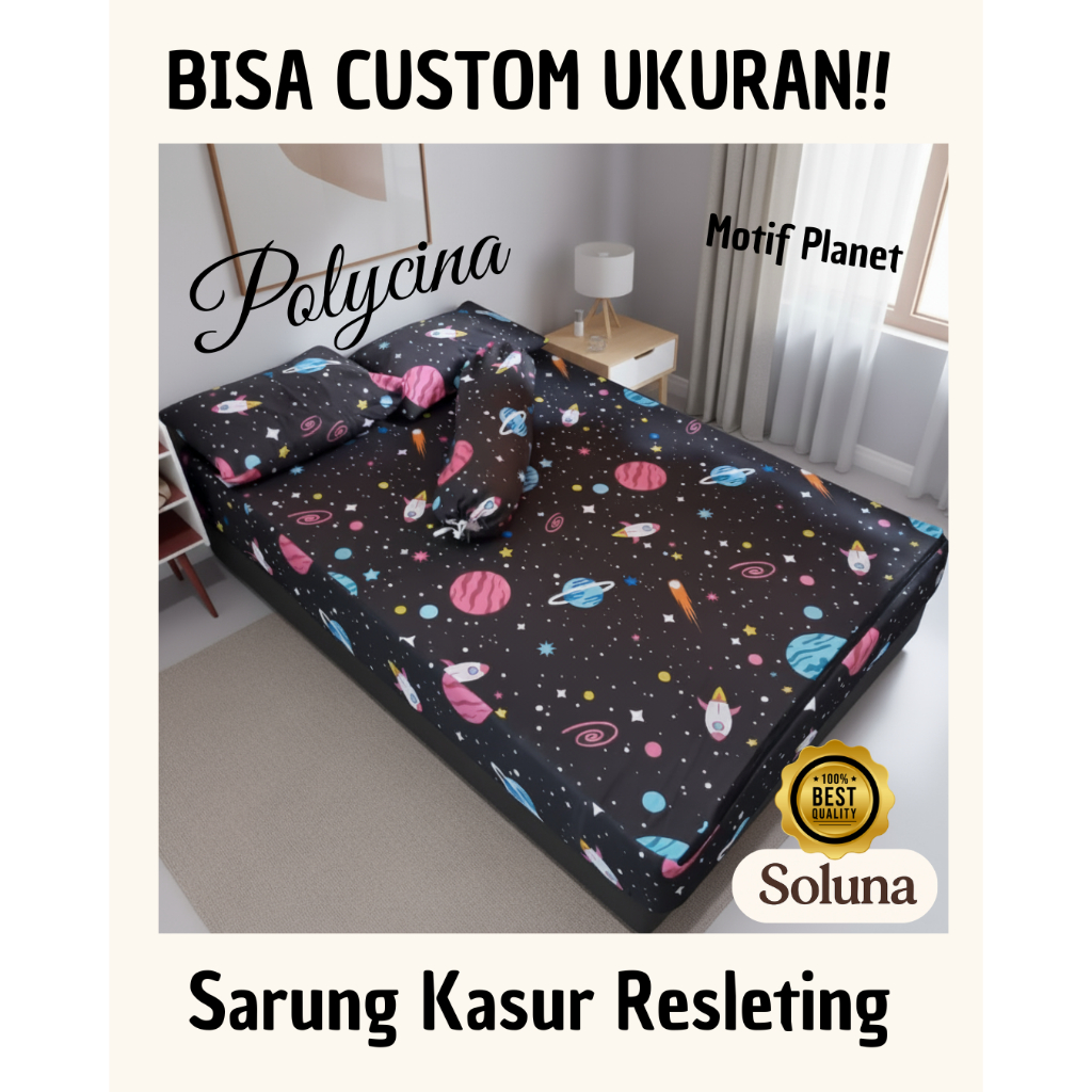 Sarung Kasur Busa/dakron resleting uk 80 x 170/180/200 x 15/20, BISA REQUEST UKURAN