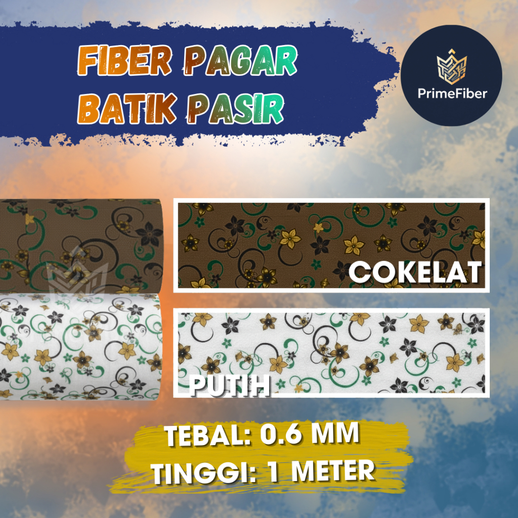 Zico Stored Fiber Pagar Motif Batik Pasir - Ketebalan 0.6Mm Fiber Plastik Penutup Pagar Motif