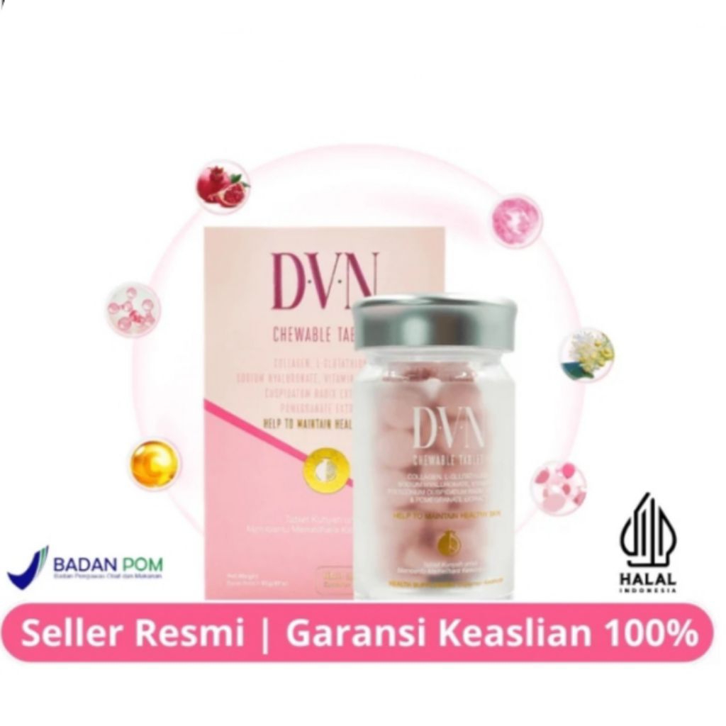 DVN COLLAGEN DISTRIBUTOR RESMI WELLOUS ISI 60 TABLET LOGO W HALAL DAN BPOM