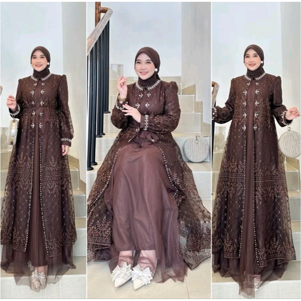 Naflah Gamis/Baju Kondangan/Gamis Kondangan/Gamis Lebaran/Baju Lebaran/Gamis Pesta/Gamis Viral/Gamis