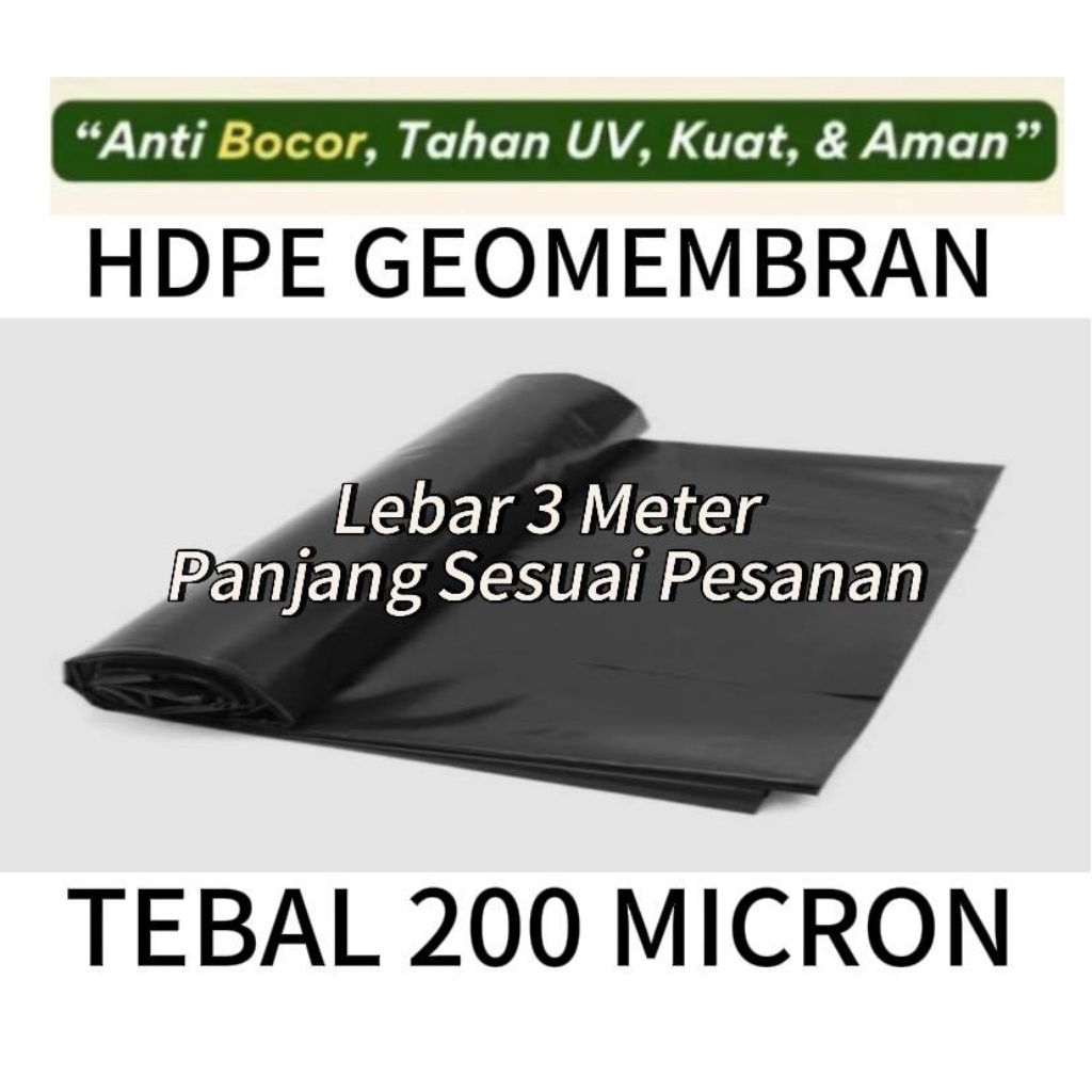 Geomembran Hdpe Lebar 3 meter tebal 200 Micron