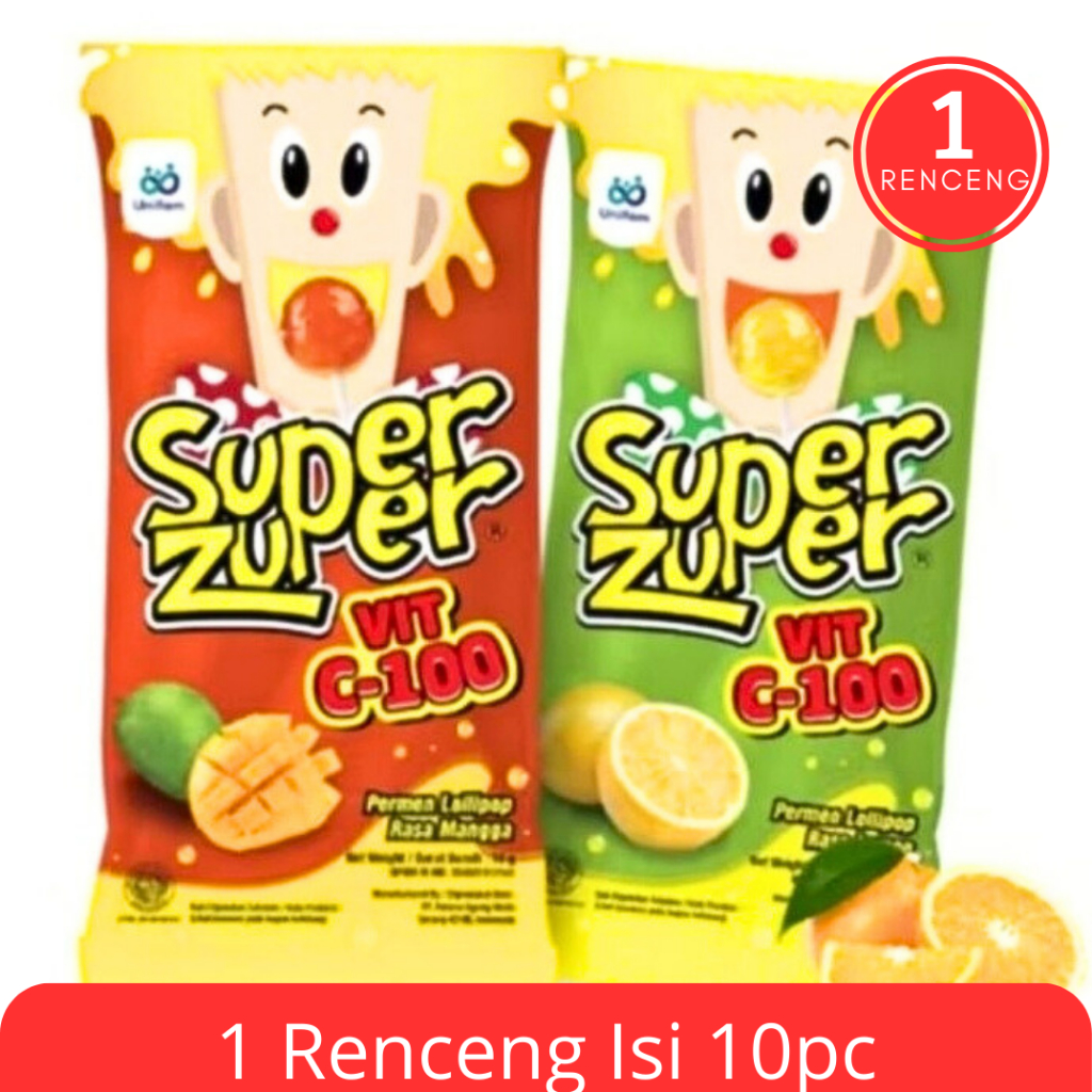 Permen Lollipop Super Zuper Celup Mangga 8.5gr × 10pc |Lollipop Rasa Manis Asam dengan Sensasi Celup