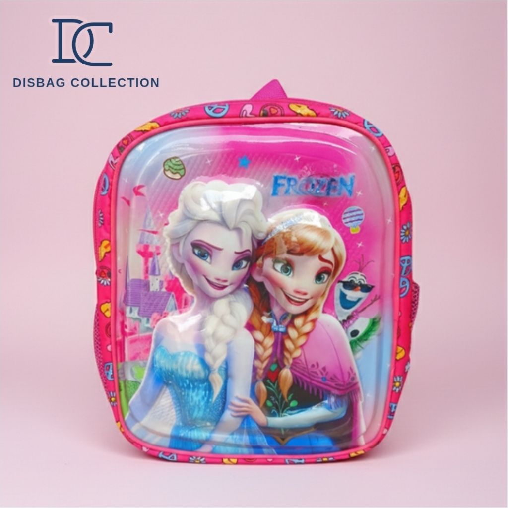 TAS SEKOLAH ANAK TK KARAKTER 3D TIMBUL LED BISA MENYALA GAMBAR FROZEN ELSA ANA