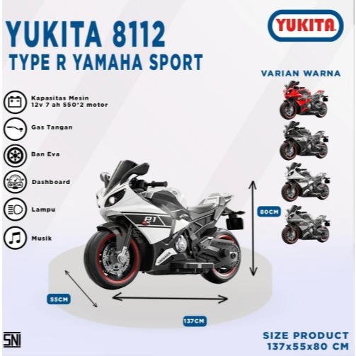 YUKITA 8112 TYPE R YAMAHA SPORT Mainan motor aki anak moge keren bagus
