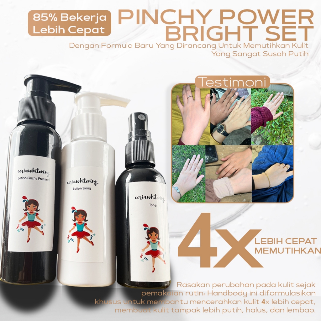 PAKET PINCHY PREMIUM | CERIAWHITENING - Lotion Malam Pemutih Badan Ampuh-Hb Dosting Dosis Tinggi | P