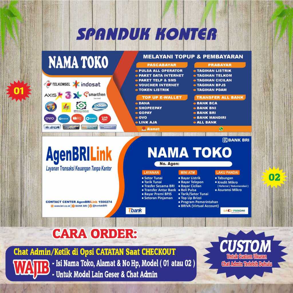 Spanduk Banner Konter Pulsa Brilink Mini Atm Service Hp Bisa Request Design Gratis Custom