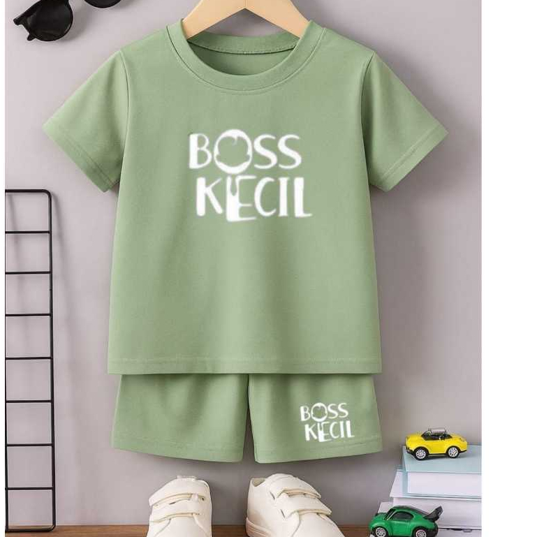 setelan Anak Motif BOS KECIL cowok cewek Kaos katun Anak Usia 1-10 Tahun