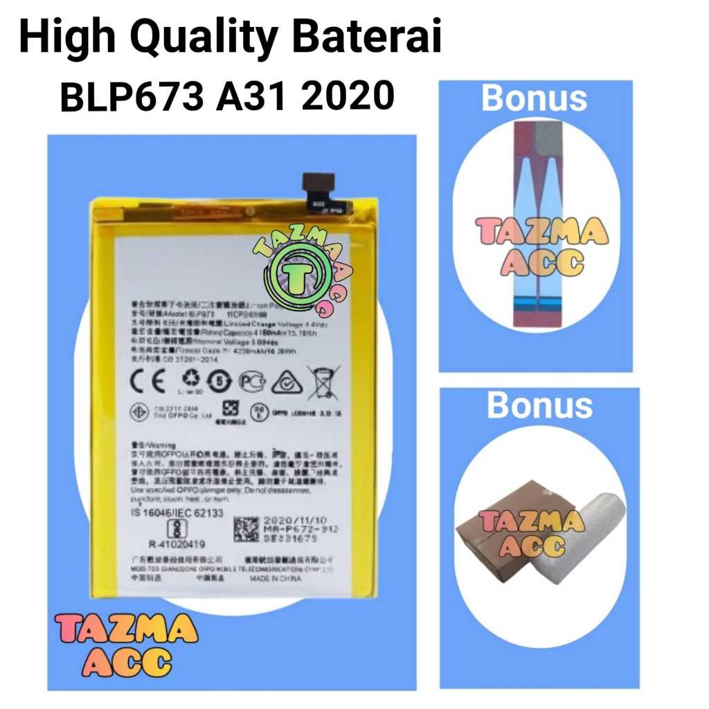 Baterai BLP673 Oppo A31 2020 High Quality Batre Battre Batrai Batrei Battery BLP 673 OPPO A31 2020