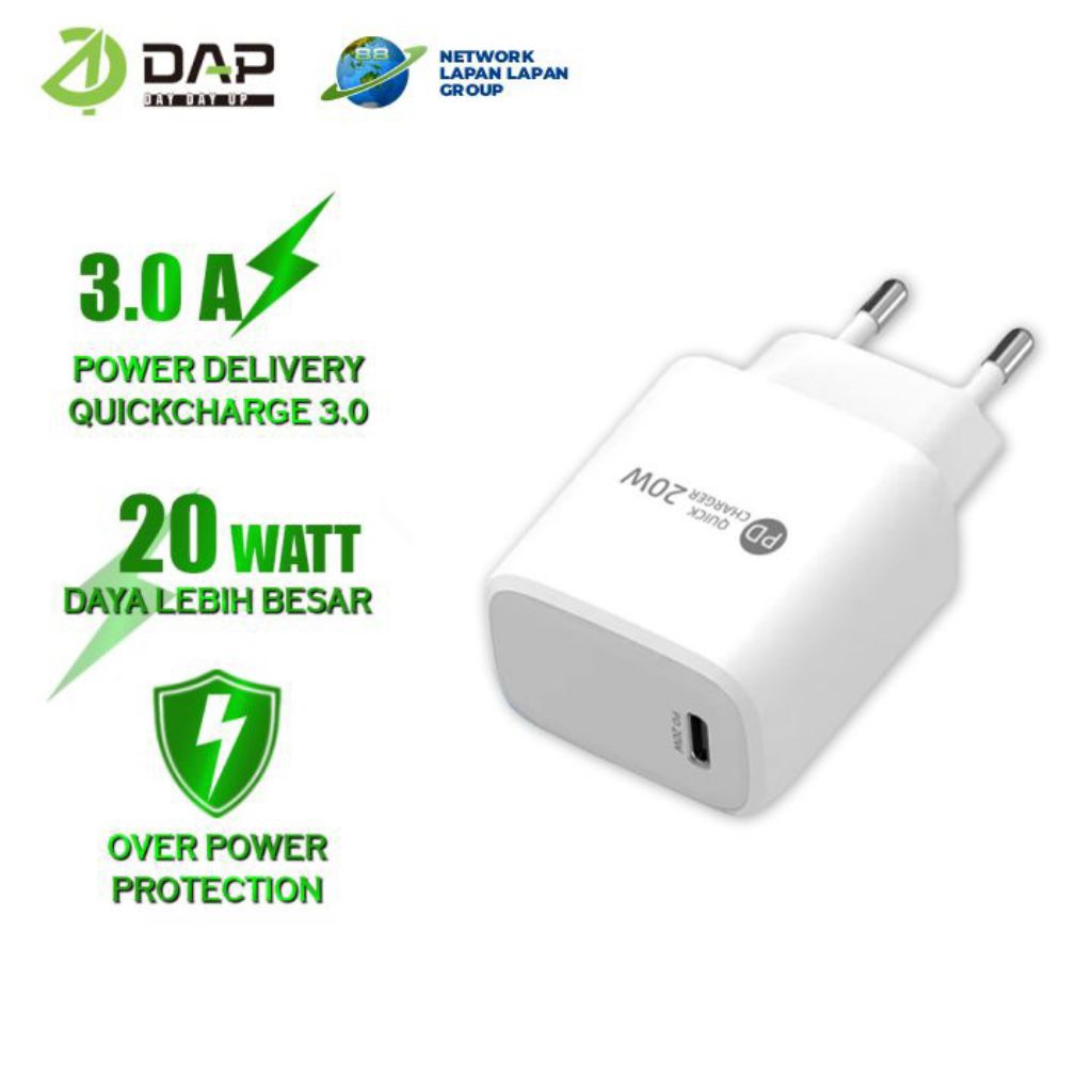 Batok Charger DAP D-AP3 Colokan TYPE-C Kepala Casan DAP D-AP3 USB C 20W Adaptor