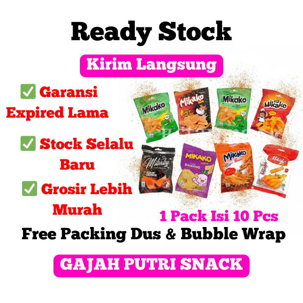 SNACK VIRAL MIKAKO RASA MIE GORENG/AYAM GEPREK/BAWANG/RUMPUT LAUT/AYAM BAWANG/SPICY SMOKED BEEF