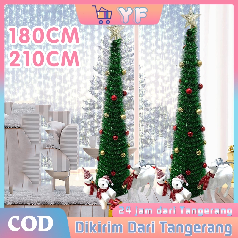 Pohon Natal Buatan Lipat Ukuran 210cm 180cm Dekorasi Natal Pohon Natal Madder
