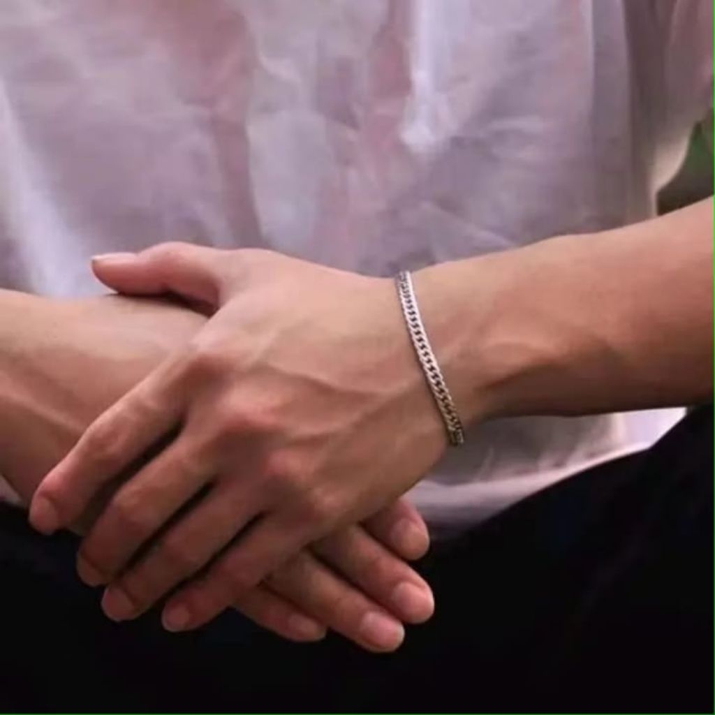 Gelang Pria Rantai Titanium Asli Original Anti Karat