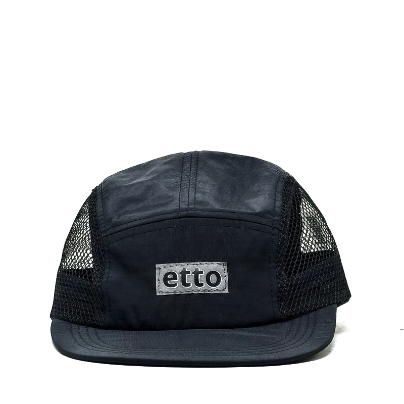 Aremore x Etto | Topi Five Panel Jaring Taslan Black | Etto Reflektif