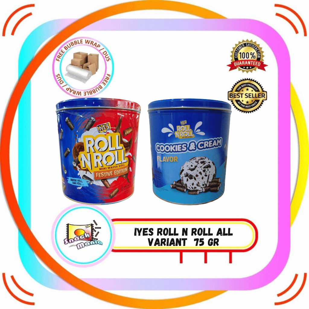 Iyes Roll n Roll Festive Chocolate & Cookies Cookies & Cream Kaleng