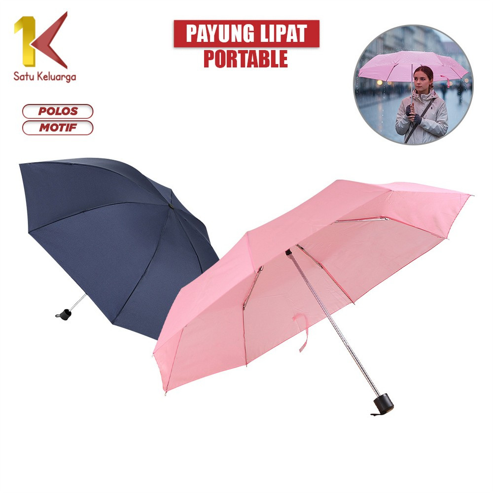 Satu Keluarga Payung Lipat Motif Kotak Super Kuat Kokoh C431 Payung Lipat Warna-Warni Anti Sinar UV 