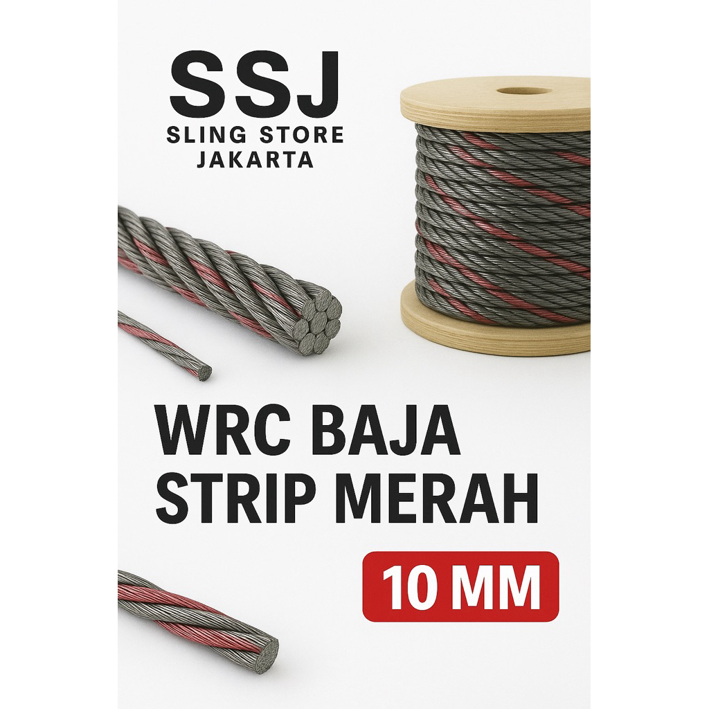 SLING BAJA STRIP MERAH 10MM/ KAWAT SLING BAJA STRIP MERAH 10mm UNGALVANIS