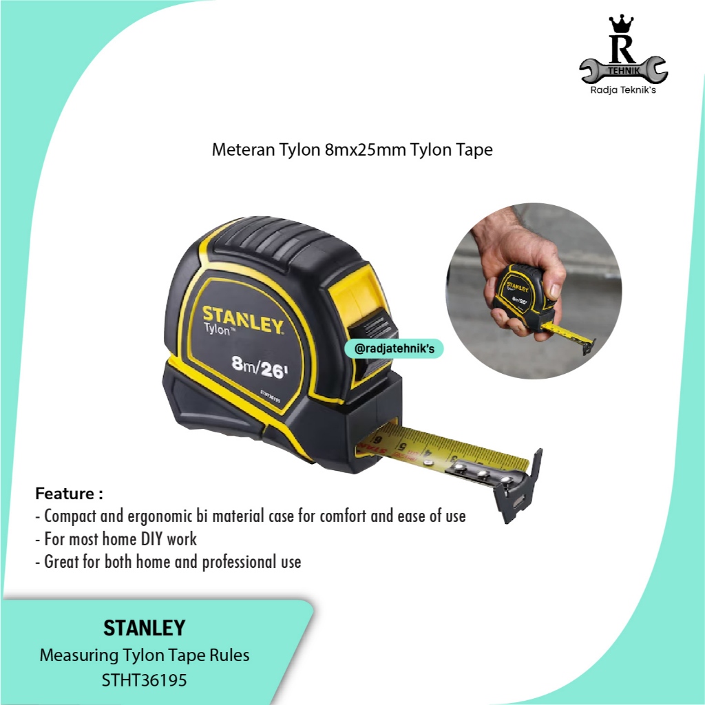STANLEY  STHT30-656 Measuring Tape Tylon  Stanley Meteran 8m/26ft  Alat Ukur Meteran  Alat Tukang Se